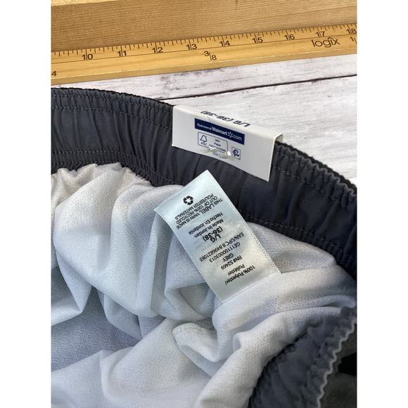 George Mens Relaxed Fit Grey/Black Pull-On Swim Shorts Drawstring NWT Size Large - Picture 5 of 5